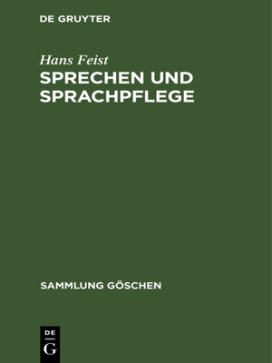 cover image of Sprechen und Sprachpflege